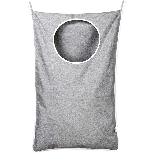 KEEPJOY Hanging Laundry Hamper Bag with Free Adjustable Stainless Steel Door 2 PCs Suction Cup Hooks, Best Choice for Holding Dirty Clothes and Saving Space, Grey