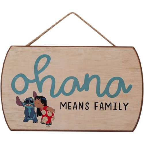 Disney Lilo and Stitch Ohana Means Family Hanging Wood Wall Decor - Cute Ohana Sign for Home Decorating