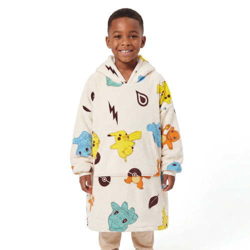 Pokemon Starters Pikachu Toss Print Boys Wearable Blanket Hoodie