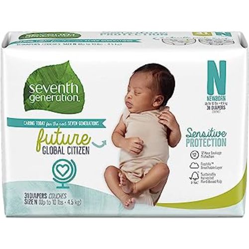 Seventh Generation Baby Diapers, Sensitive Protection, Size Newborn, 31 Count