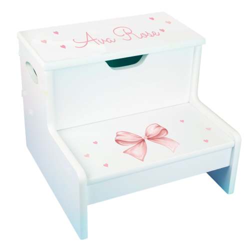 Pink Bow White Step Stool | My Bambino