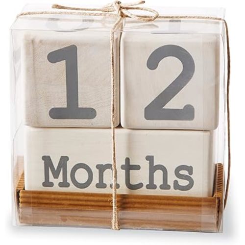 Mud Pie Milestone Blocks, White/Blue