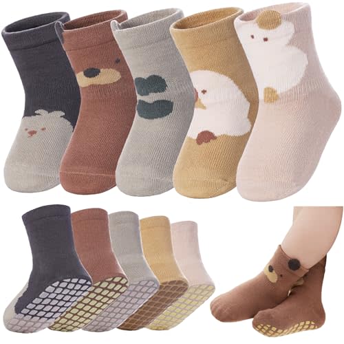 LANLEO Baby Toddler Socks with Grips Baby Toddlers Girls Boys Non Slip Grip Socks with Grippers 6 Months-5 Year Old