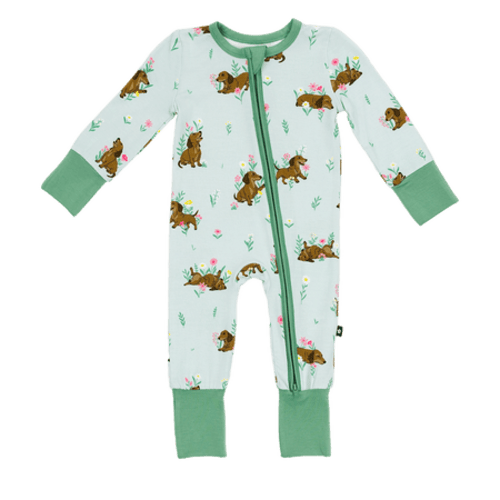 Convertible Footed Romper in Dachshund Garden