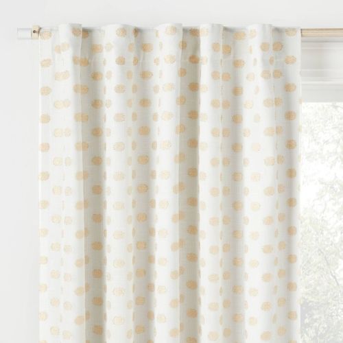 42"W x 84"L Clipped Dotted Kids' Blackout Window Curtain Panel Metallic Gold - Pillowfort™