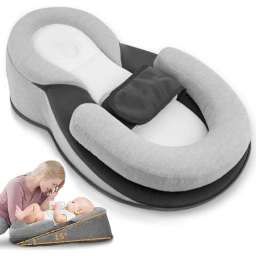 Gotvspt Baby Lounger Pillow for Infant Support Cushion Reflux Pillow, Bottle Feeding, Tummy Time,Wedge Pillow for Newborn,Adjustable Baby Wedge Pillow for Reducing Spit-Up
