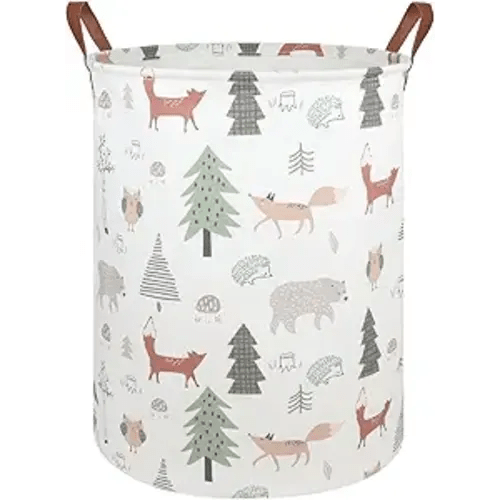 FXOLCSHE Animal Baby Laundry Basket,Woodland Animals Baby laundry hamper,Toy basket for boys,Nursery Hamper Gift Baskets for Bedroom,Toy Bin,Gift Basket.Baby room decor(Animal)