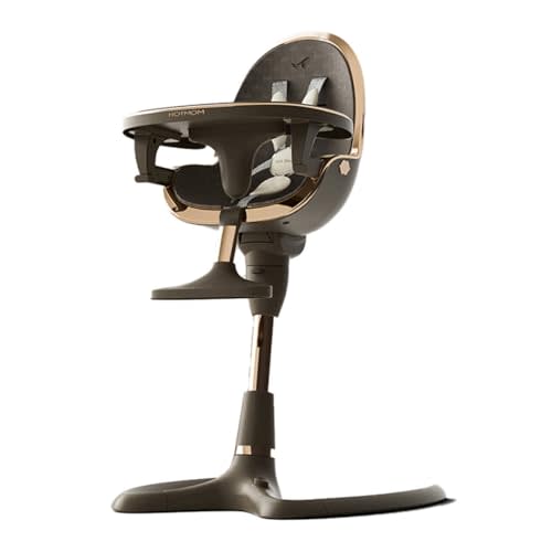 Hot Mom Baby High Chair Adjustable Seat Angle Lift Height Double Tray Luxury Baby Eating Chair,Lifetime Availability (Brown)