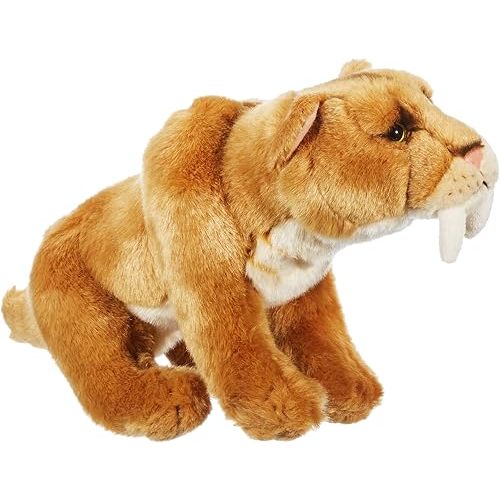 Living Nature Sabre Toothed Tiger, Realistic Soft Cuddly Prehistoric Toy, 12 Inches