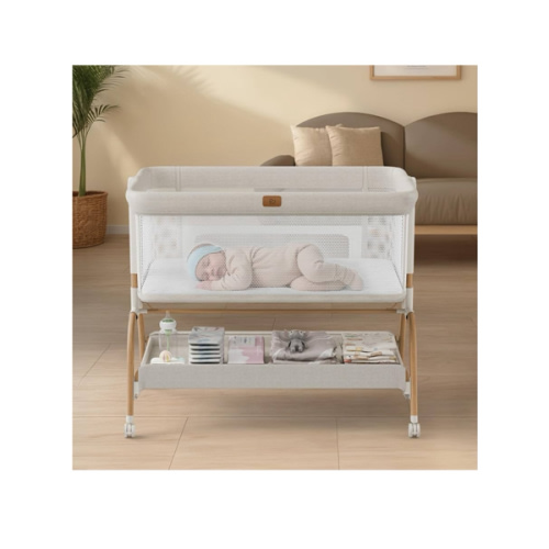 Baby Bassinet Bedside Crib, 3-in-1 Baby Bassinet Bedside Sleeper with Mattress and Soft, Breathable Sheet, Full-Mesh Sides, 6-Height Adjustable, Stable and Secure Crib for Newborns