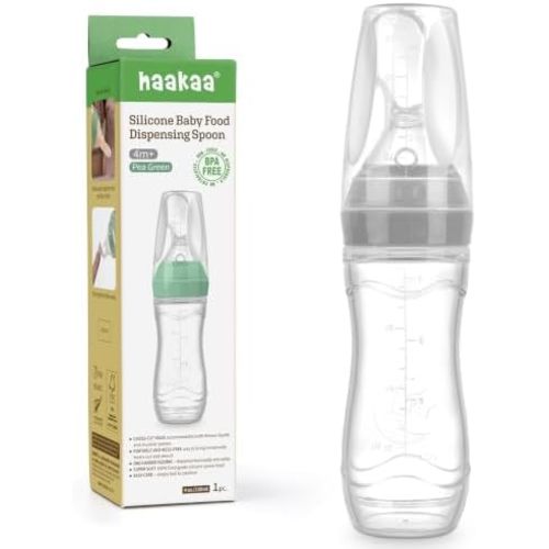 Haakaa Silicone Baby Food Dispensing Spoon Feeder 4oz,BPA Free,Grey