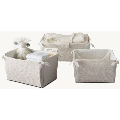 Quilted Channel-Stitched Storage Basket | RH Baby & Child