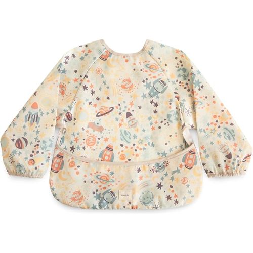 mushie Long Sleeve Baby Bib | Water Resistant Adjustable Fit for Ages 6-24 Months