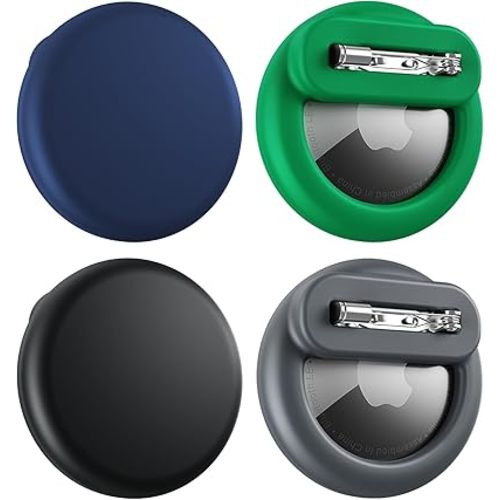 Compatible for Air Tags-4 Pack Apple Kids Hidden, for AirTag Hidden Kid Holder with Invisible Pin, for Kids, Elderly, Luggage, Clothing (Black Dark Green Gray Navy Blue)
