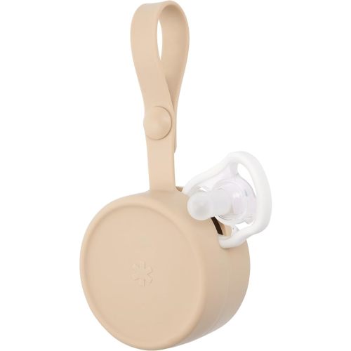 Skip Hop Baby Silicone Pacifier Holder Case with Easy-Access Opening and Strap, Fits 2 Pacifiers, Oat