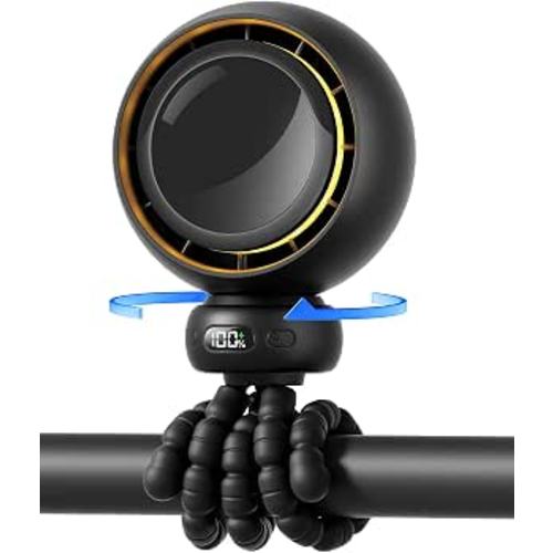 Stroller Fan, Portable Baby Fan with 60° Auto Oscillation, Black | Flexible Tripod Design, USB-C Rechargeable, Long Battery Life, Quiet Motor, 4-Speed Cooling