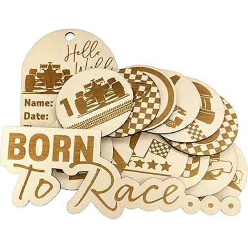 Baby Milestone Signs, Racing Theme Nursery Decor, Monthly Photo Props, Birth Announcement Cards, Race Car Themed Baby Nursery