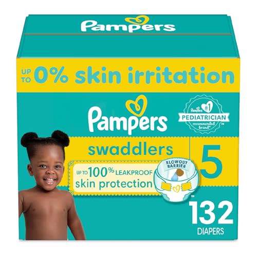 Pampers Swaddlers Diapers - Size 5, One Month Supply (132 Count), Ultra Soft Disposable Baby Diapers
