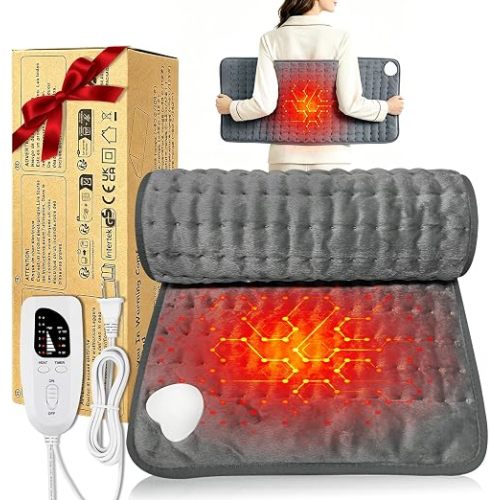 Electric Heating pad for Back Neck Shoulder Knee Arms Legs- Electric Heat Pads with 6 Heat Settings & Auto Shut Off Heat Heating Pad for Birthday Mother Father Girl Men Women