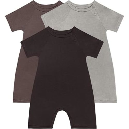 GUISBY Baby Romper 3-Pack Short Sleeve Rayon of Bamboo Bodysuit Set, 0-24M