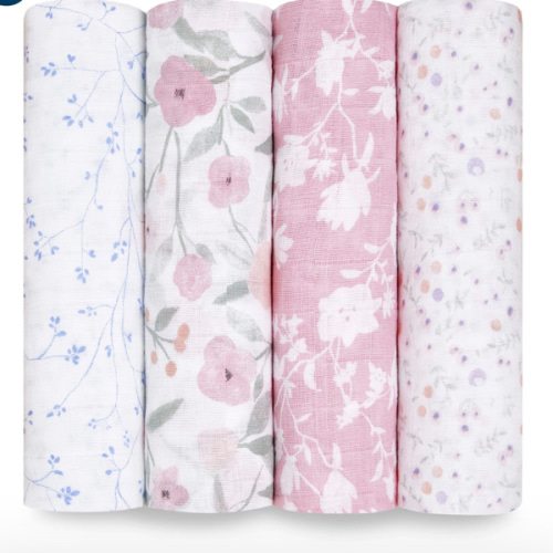 Floral Cotton Muslin Swaddles 4pk | aden + anais