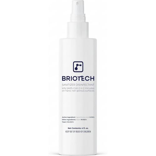 BRIOTECH Sanitizer Disinfectant Hypochlorous Spray, Kill 99.99% of Viruses & Bacteria, Control Mold, Eliminate Odor, Gentle for Nursery & Play Rooms, Food Contact Surface Sanitizer, 4 fl oz