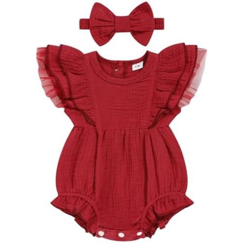 TITKKOP Ruffle Bubble Romper for Baby Girl | One-Piece Shorts Jumpsuit | Summer Outfit & Dress for Infants 0-18M