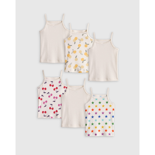 100% Organic Cotton Cami 6-Pack in White Multi Pack