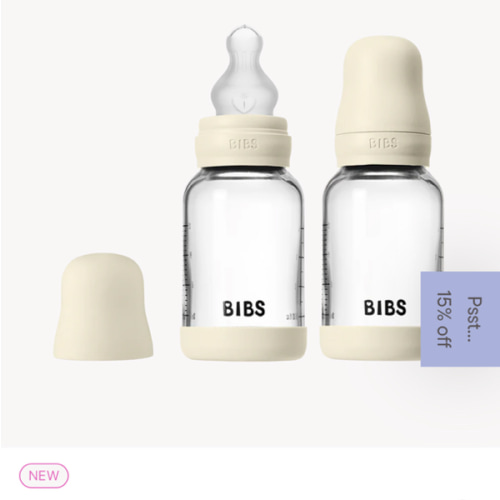 BIBS Glass Baby Bottle 4oz Latex 2-Pack Ivory | Slow Flow – Bibsworld store US