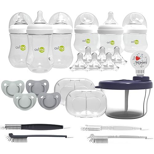 Anti Colic Baby Bottle Starter Set - 22 Pieces, Medium & Slow Flow Nipples, Infant Pacifiers, Formula Dispensers & More - Baby Bottle Sets for Newborn 0-6 Months