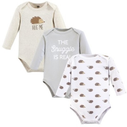 Luvable Friends Hudson Baby Long-Sleeve Bodysuits 3pk, Forest Hedgehog, 3-6M