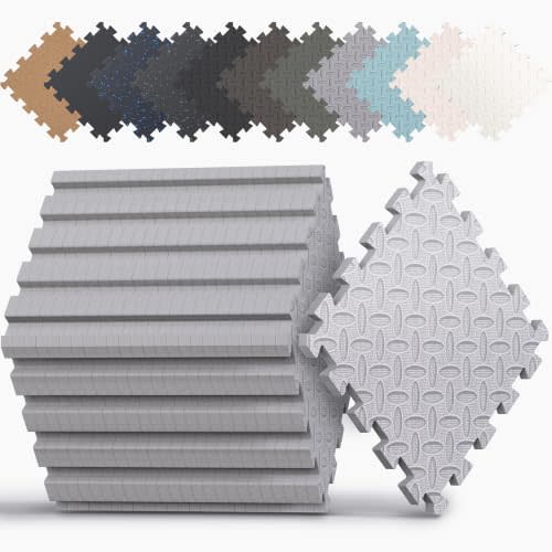 AIRHOP 18 PCS Gym Floor Mat, EVA Foam Puzzle Gym Mat, High-Density Interlocking Foam Floor Tiles for Home Gym, Play Workout Garage Kitchen Flooring 12.6"x12.6"x0.4"