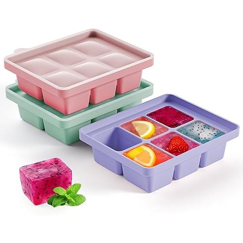 Baby Food Freezer Tray with Lid, Easy Release Silicone Molds for Food Storage Container for Baby Food, Dishwasher, Microwave Safe, BPA-Free