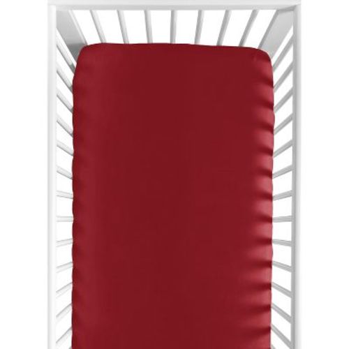 Sweet Jojo Designs Gender Neutral Baby Fitted Crib Sheet Baseball Patch Collection Solid Red
