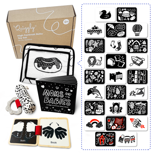 High Contrast Newborn Baby Toys, Black & White Set | Quiggly