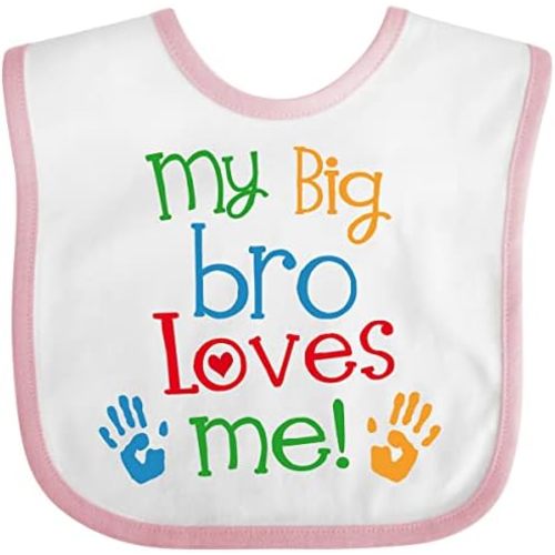 inktastic My Big Bro Loves Me Little Brother Sister Baby Bib