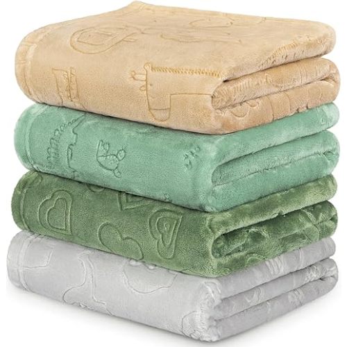 BORITAR 4 Packs Baby Blanket 3D Animal Fleece Blanket for Boys 30 x 40 Inch