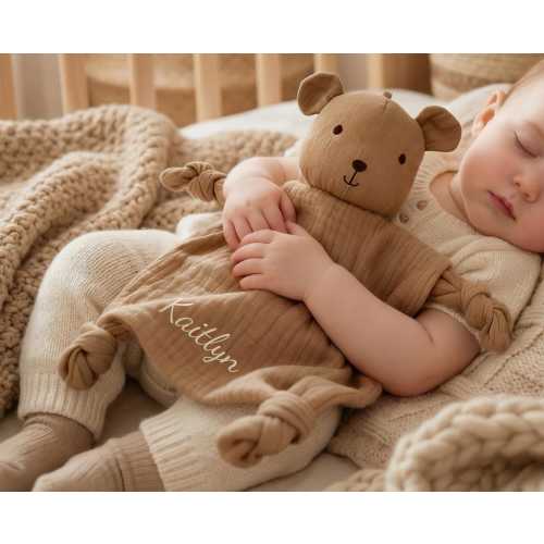 Personalized Animal Lovey, Custom Embroidered Baby Name Blanket, Soft Comfort Toy for Newborns & Toddlers