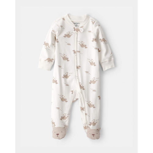 Baby Kangaroo 2-Way Zip 100% Cotton Sleeper - Cream | Carter’s Oshkosh Canada