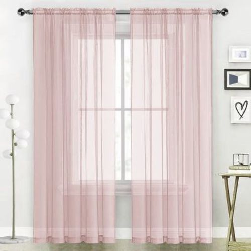 Kate Aurora Hotel Lux 2 Piece Rose Pink Rod Pocket Sheer Curtain Panels - 63 in. Long