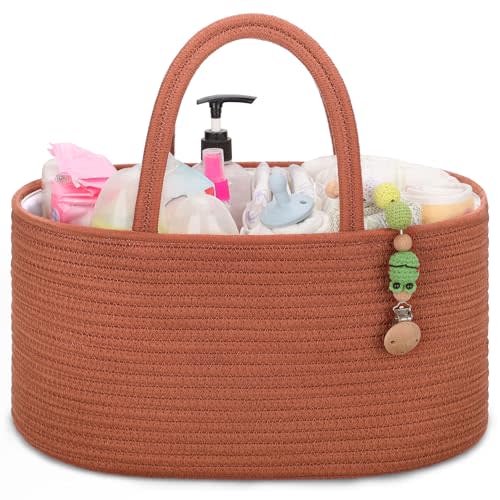 COMSE Baby Diaper Caddy Organizer with Handles, Cotton Rope, Autumn Glaze
