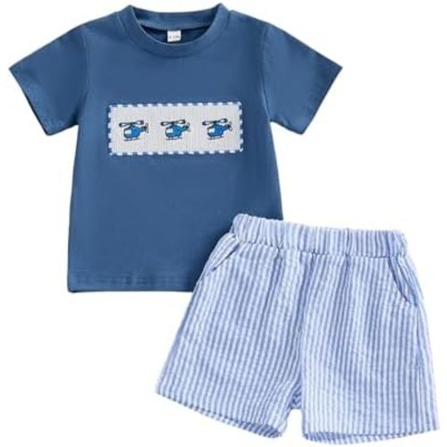 Toddler Baby Boy Summer Outfit Cruise Ship Motorcycle Tractor Short Sleeve T-shirt Tops Shorts 2Pcs Clothes Set