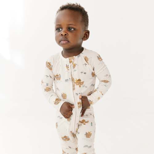 Noah's Ark Small Ribbed Zip Romper