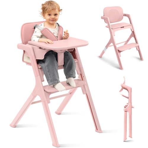 Babyeap 4in1 Convertible Baby High Chair, Transitions from Baby to Adult Stool, 8-Level Adjustable, Foldable, Removable Tray, Gray