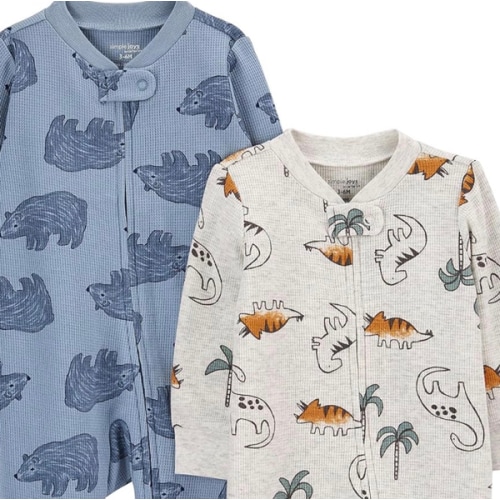 Simple Joys by Carter's Baby Boys' 2-way Zip Thermal Footed Sleep and Play, Pack of 2