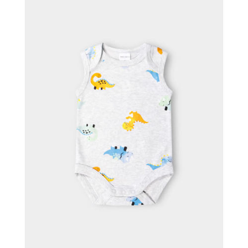 Light Grey Marle Baby Cotton Sleeveless Bodysuit | Best&Less™ Online