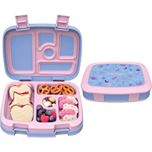 Bentgo® Kids Prints Leak-Proof, 5-Compartment Bento-Style Kids Lunch Box - Ideal Portion Sizes for Ages 3 to 7 - BPA-Free, Dishwasher Safe, Food-Safe Materials (Lavender Galaxy)