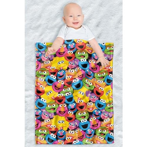 LOGOVISION Sesame Street Lightweight Baby Blanket, 30"X40", Character Head Collage Unisex for Infants Girls & Boys