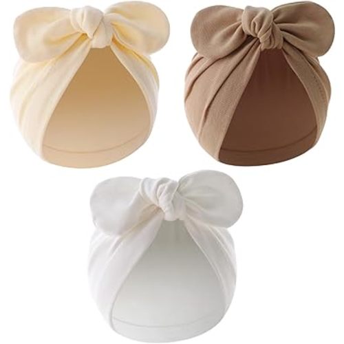 Jastore Newborn Baby Bowknot Turban Hat Infant Toddler Hospital Hat Cotton Head Wrap Beanie Cap