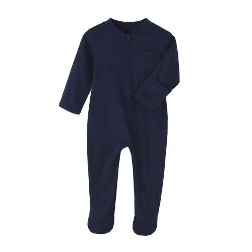 fatyb Unisex Baby Long Sleeve Jumpsuit with Pockets Newborn Cotton Romper Zip up Infant Footed Clothes